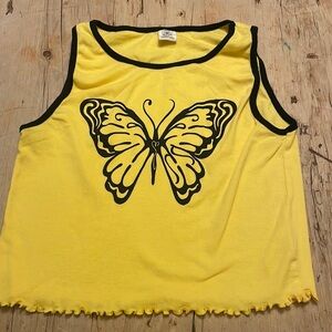 Urban Outfitters yellow tank butterfly